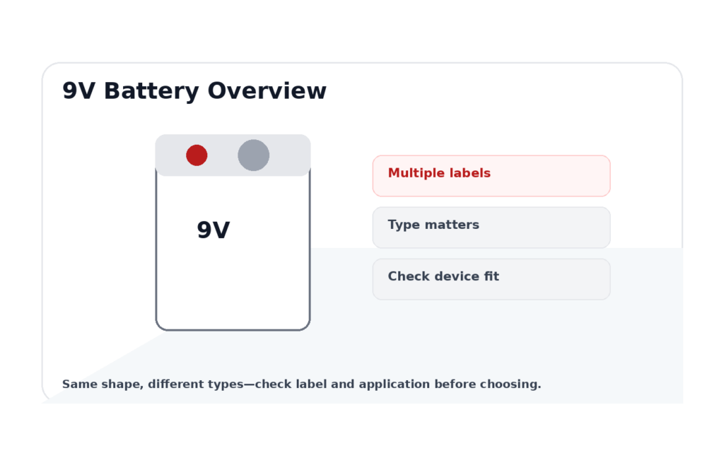 9V Battery Types / Codes / Uses