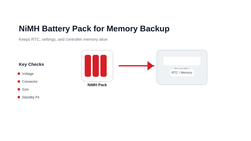 NiMH Battery Pack for Equipment Memory Backup