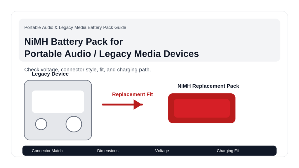 NiMH Battery Pack for Portable Audio / Legacy Media Devices