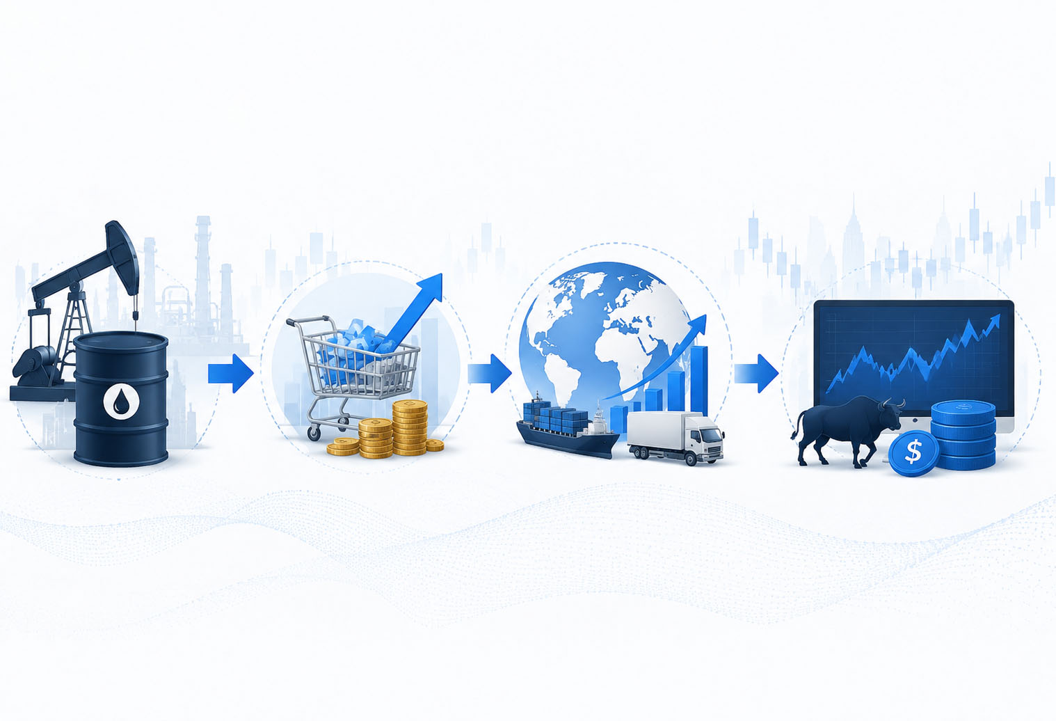 Oil to battery cost transmission from macro economy to markets