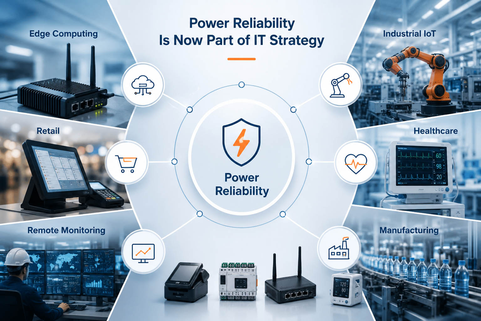 Power reliability as part of modern IT strategy across edge computing retail healthcare manufacturing and remote monitoring
