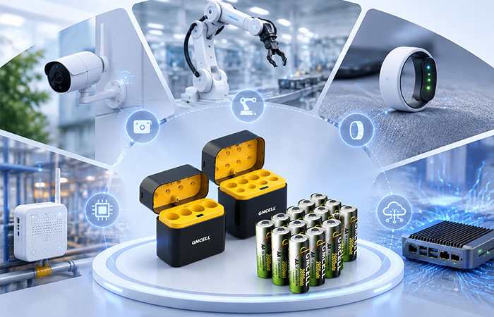 AI-powered edge devices including robots, smart cameras, IoT sensors and wearable devices supported by reliable battery systems
