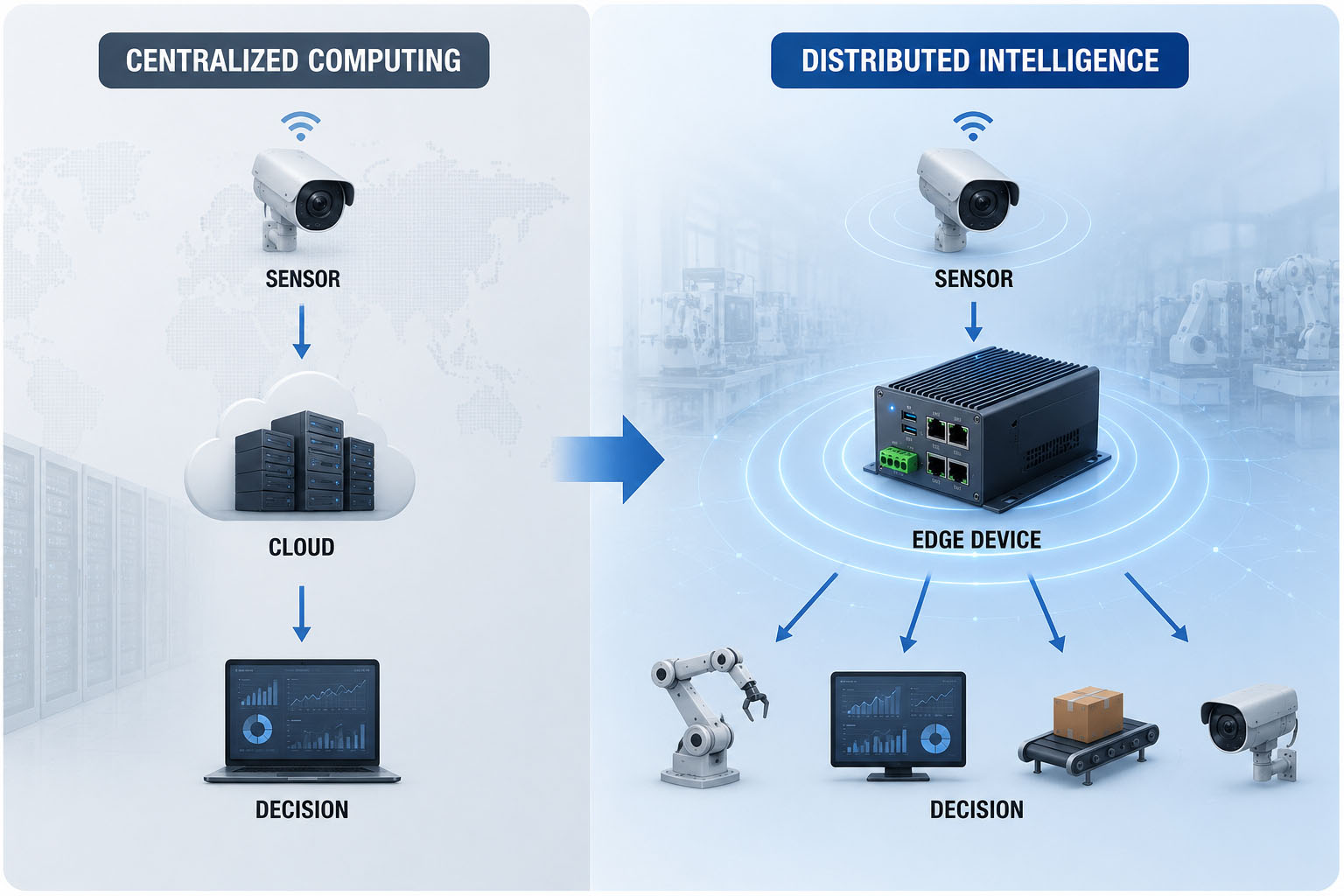 Distributed intelligence powered by edge computing and embedded systems