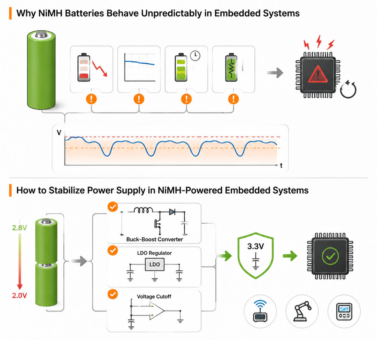 NiMH battery embedded system power flow diagram