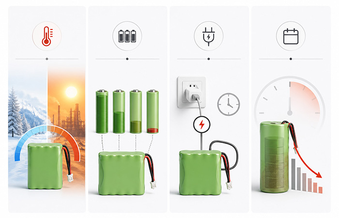 Common causes of battery instability including temperature stress, cell variations, improper charging, and aging effects
