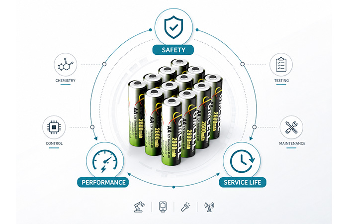 Industrial battery engineering balancing safety, performance, and service life