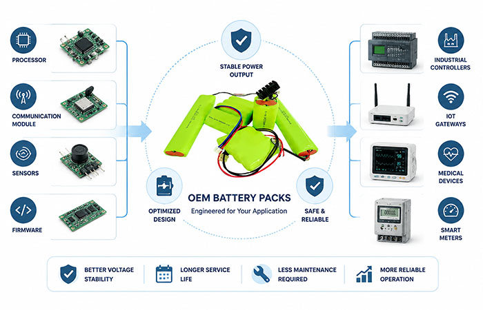 How OEM battery packs improve reliability in embedded systems through stable power design and customized battery solutions