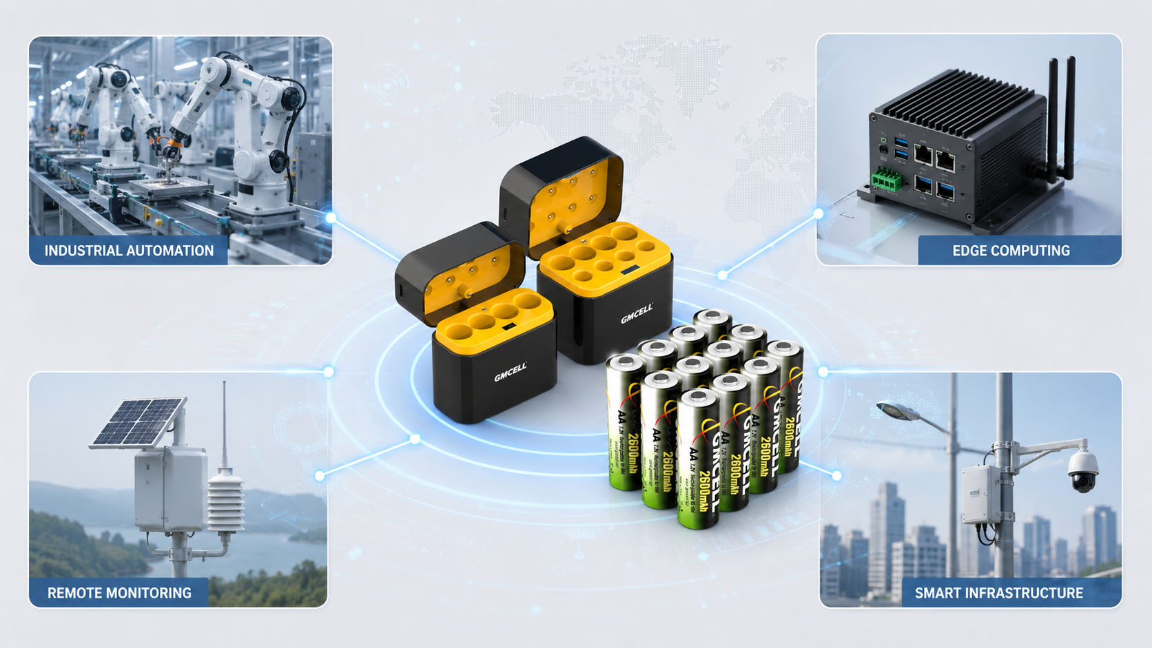 GMCell power solutions for industrial automation, embedded electronics, remote monitoring, and smart infrastructure