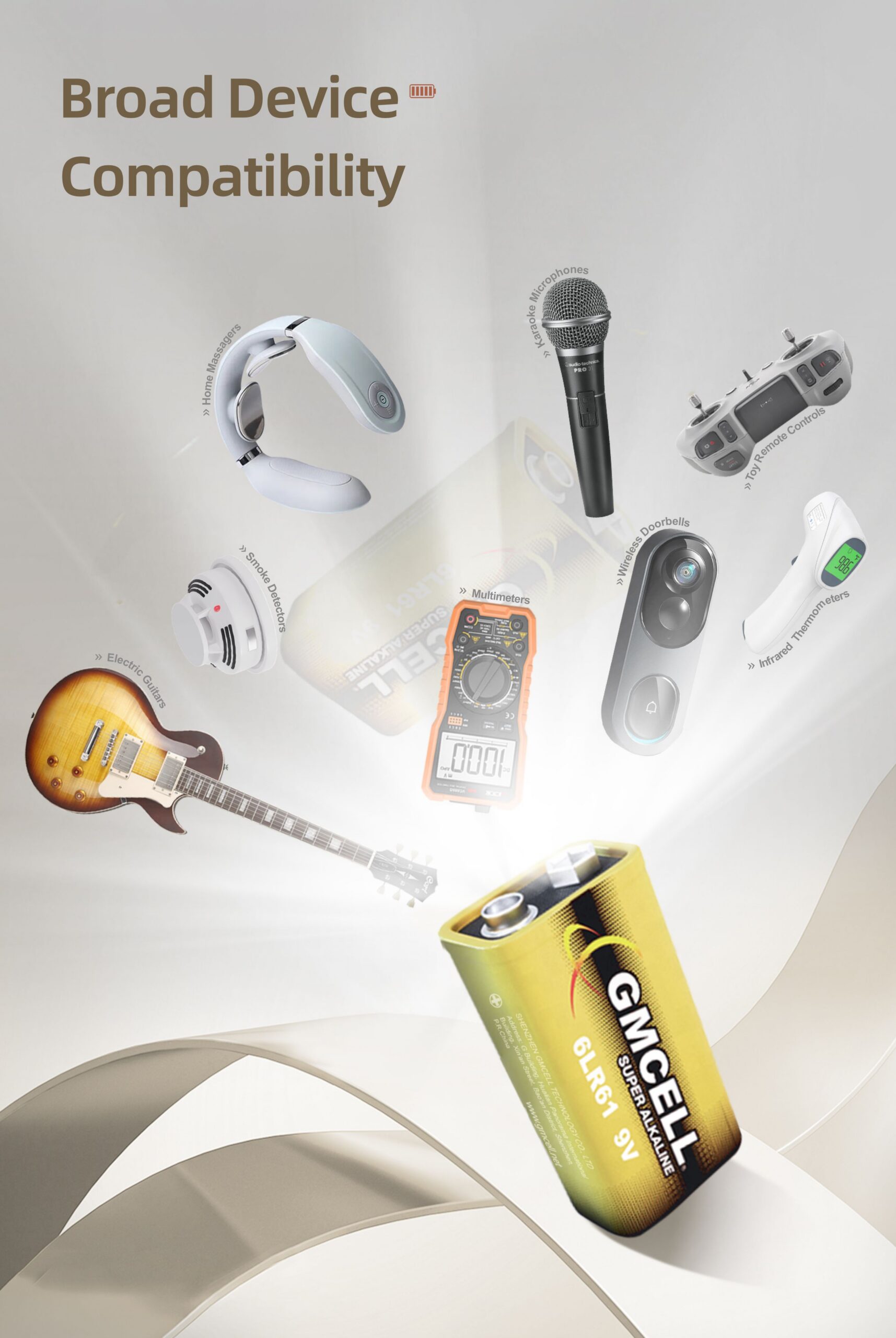 Devices and applications compatible with 9V alkaline batteries