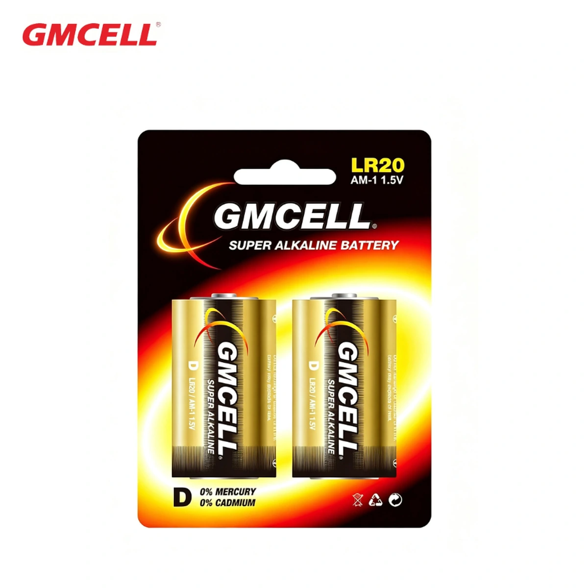 GMCELL LR20 D alkaline battery blister packaging